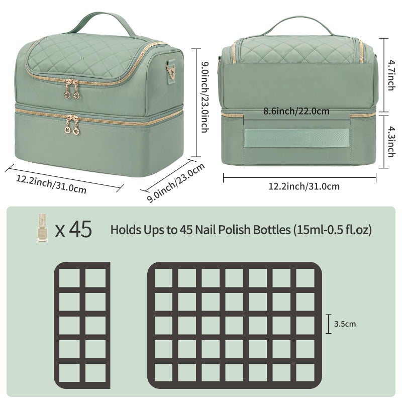 CUBETASTIC Nail Polish Organizer Case  Nail Supplies Storage Box Holds 45 Bottles Nail Polish & Nail Lamp  Travel Nail Tech Carrying Case  Nail Kit Bag For Nail Stuff & Manicure Tools - Image 4